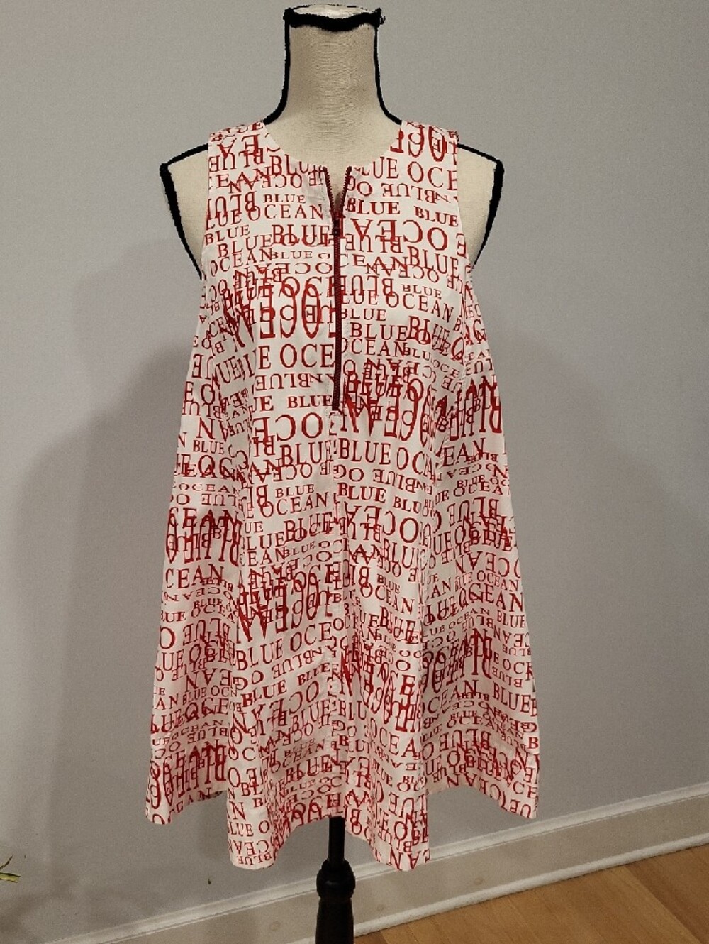 Anthropologie White Mini Dress with Rust Red Text Print - Picture 4 of 9